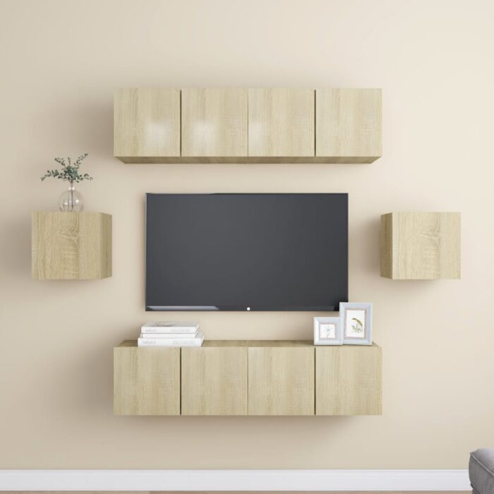Ensemble de meubles TV 6 pcs Chêne sonoma Bois d'ingénierie – Image 1