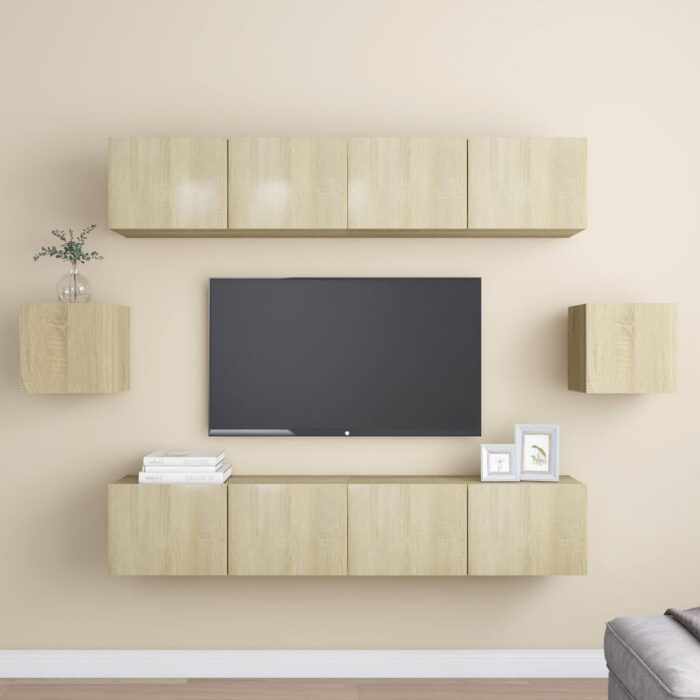 Ensemble de meubles TV 6 pcs Chêne sonoma Bois d'ingénierie – Image 1