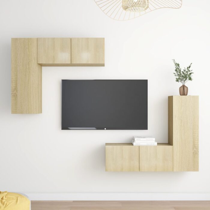 Ensemble de meubles TV 4 pcs Chêne sonoma Bois d'ingénierie – Image 1