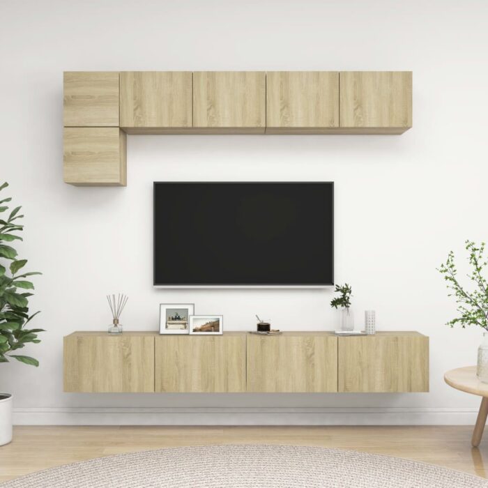 Ensemble de meuble TV 5 pcs Chêne sonoma Bois d'ingénierie – Image 1