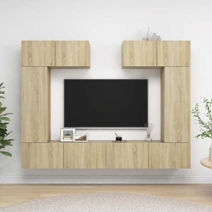Ensemble de meuble TV 6 pcs Chêne sonoma Bois d'ingénierie – Image 1