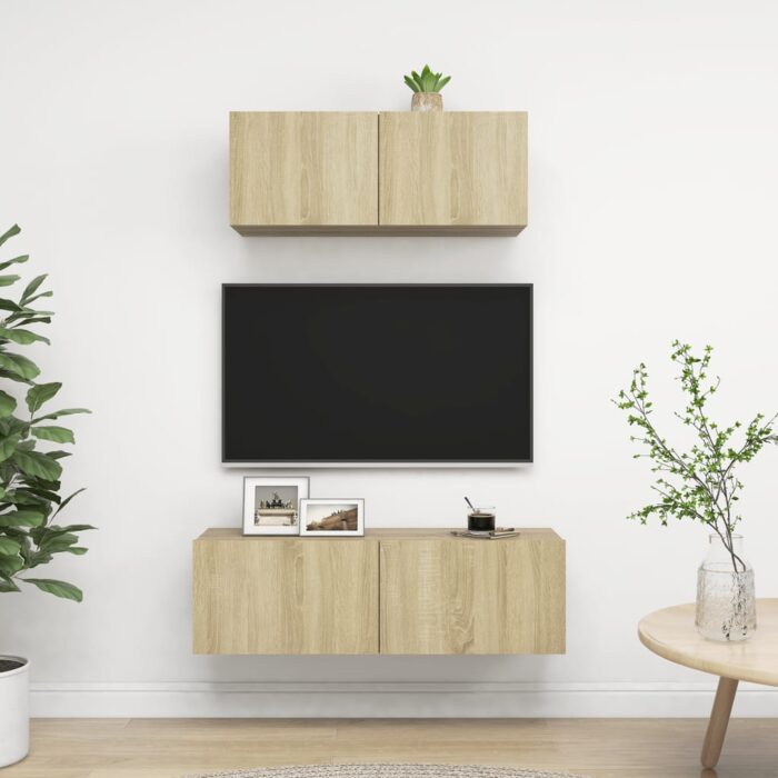 Ensemble de meuble TV 2 pcs Chêne sonoma Bois d'ingénierie – Image 1