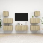 Ensemble de meuble TV 7 pcs Chêne sonoma Bois d'ingénierie