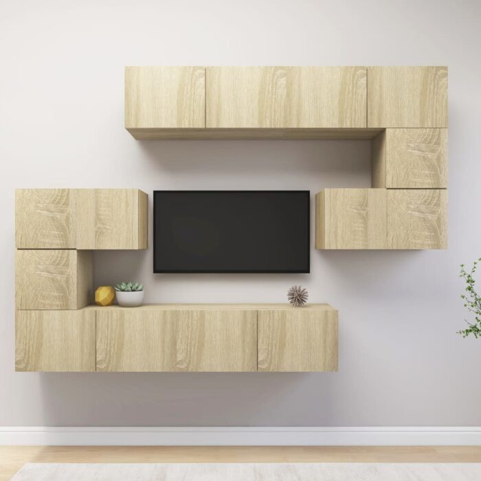 Ensemble de meubles TV 8 pcs Chêne sonoma Bois d'ingénierie – Image 1