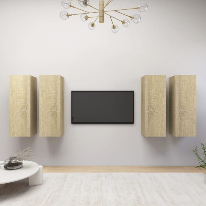 Meubles TV 4 pcs Chêne sonoma 30,5x30x90 cm Bois d'ingénierie – Image 1