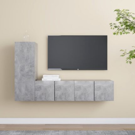 Ensemble de meuble TV 3 pcs Gris béton Bois d'ingénierie