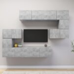 Ensemble de meuble TV 8 pcs Gris béton Bois d'ingénierie