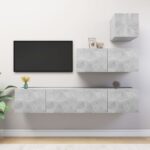 Ensemble de meuble TV 4 pcs Gris béton Bois d'ingénierie
