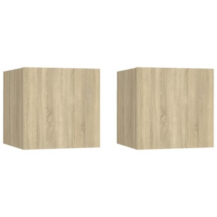 Tables de chevet 2pcs Chêne sonoma 30,5x30x30cm Bois ingénierie