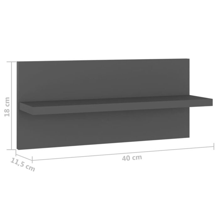 Étagères murales 4 pcs gris 40x11,5x18 cm bois d'ingénierie – Image 7