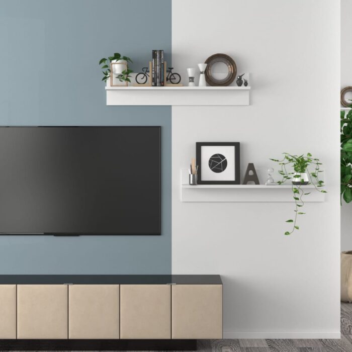 Étagères murales 2 pcs Blanc 80x11,5x18 cm bois d'ingénierie – Image 2