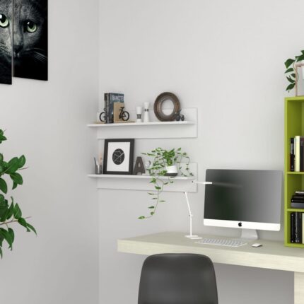 Étagères murales 2 pcs Blanc 80x11,5x18 cm bois d'ingénierie