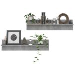 Étagères murales 2pcs Gris béton 80x11,5x18cm bois d'ingénierie – Image 2