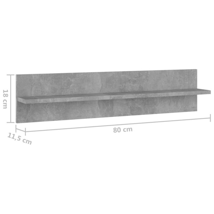 Étagères murales 2pcs Gris béton 80x11,5x18cm bois d'ingénierie – Image 7