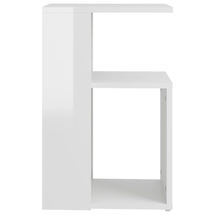 Table d'appoint Blanc brillant 36x30x56 cm Bois d’ingénierie – Image 2