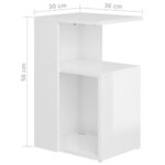 Table d'appoint Blanc brillant 36x30x56 cm Bois d’ingénierie – Image 4