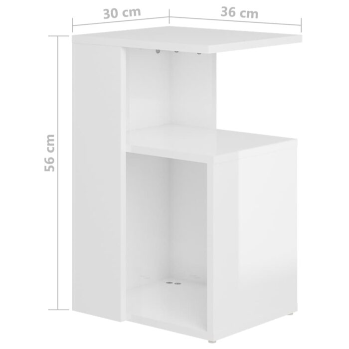 Table d'appoint Blanc brillant 36x30x56 cm Bois d’ingénierie – Image 4