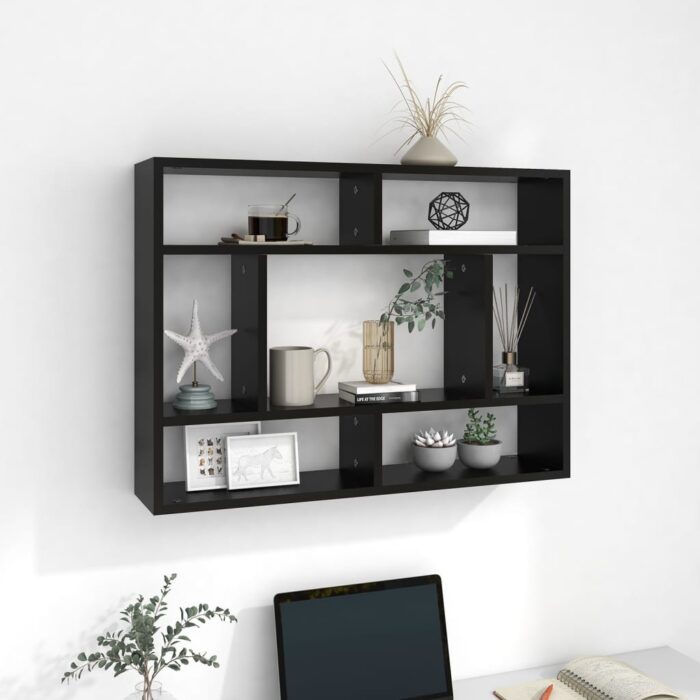 VXL8720286586259_m_en_hd_1.jpg Étagère murale Noir 75x16x55 cm Bois d'ingénierie – Image 1