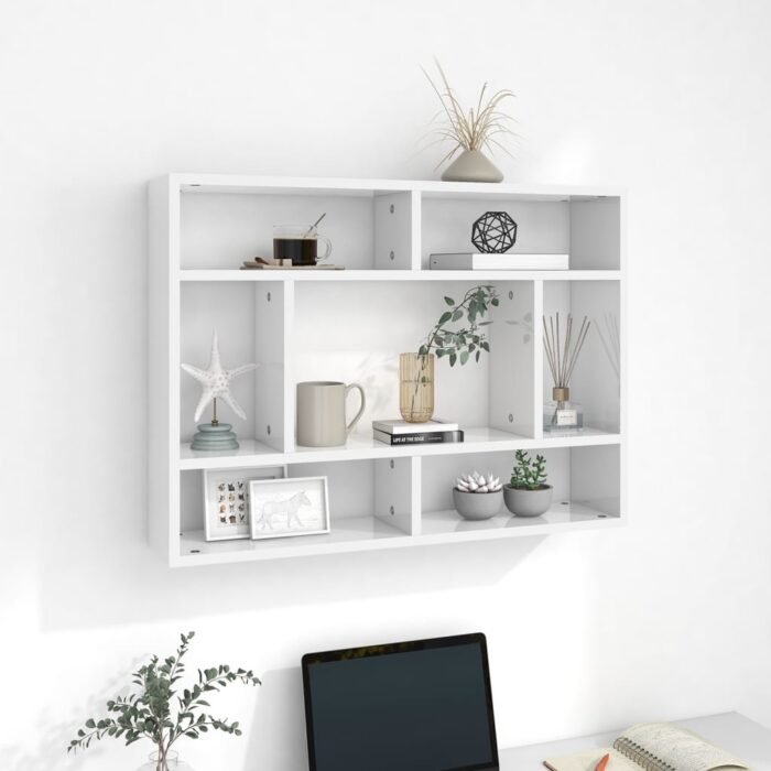 VXL8720286586303_m_en_hd_1.jpg Étagère murale Blanc brillant 75x16x55 cm Bois d'ingénierie – Image 1