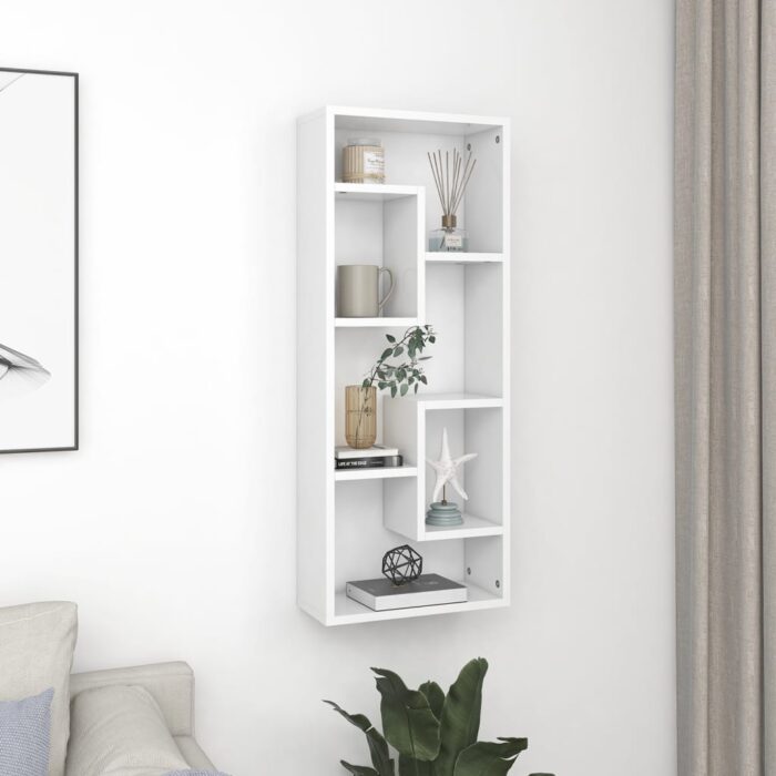 Étagère murale Blanc 36x16x90 cm Bois d'ingénierie – Image 1
