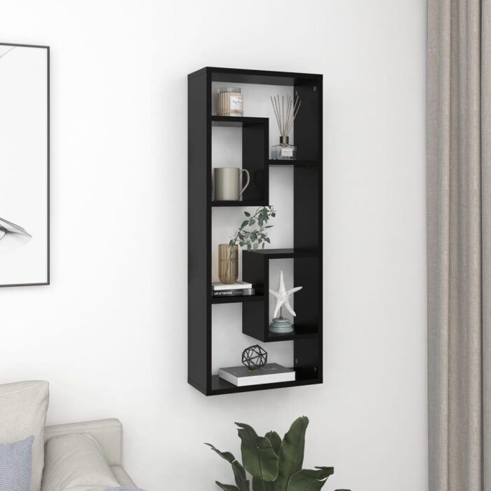 VXL8720286586341_m_en_hd_1.jpg Étagère murale Noir 36x16x90 cm Bois d'ingénierie – Image 1
