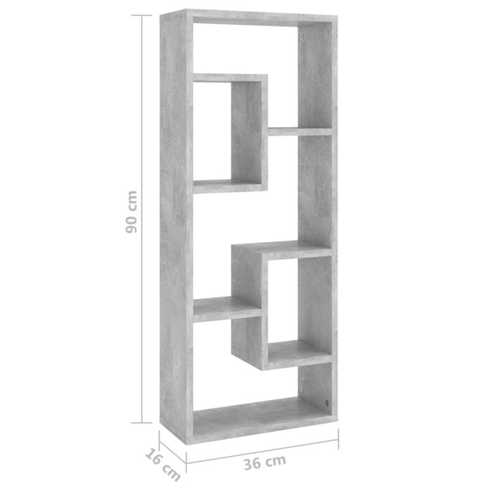 Étagère murale Gris béton 36x16x90 cm Bois d'ingénierie – Image 7