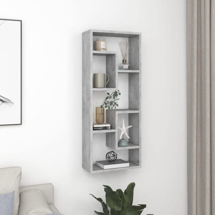 Étagère murale Gris béton 36x16x90 cm Bois d'ingénierie – Image 1