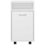 Armoire latérale avec roues Blanc 33x38x60 cm Bois d’ingénierie – Image 2