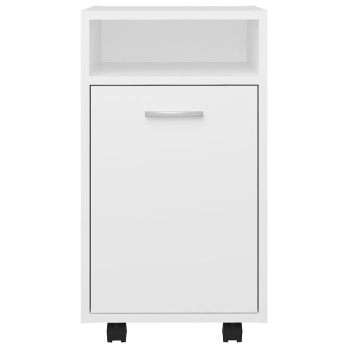Armoire latérale avec roues Blanc 33x38x60 cm Bois d’ingénierie – Image 2