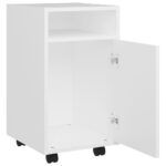 Armoire latérale avec roues Blanc 33x38x60 cm Bois d’ingénierie – Image 4