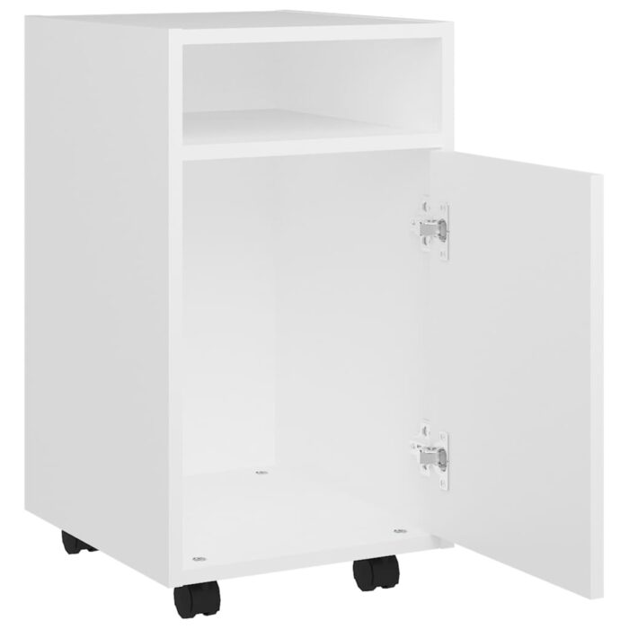 Armoire latérale avec roues Blanc 33x38x60 cm Bois d’ingénierie – Image 4