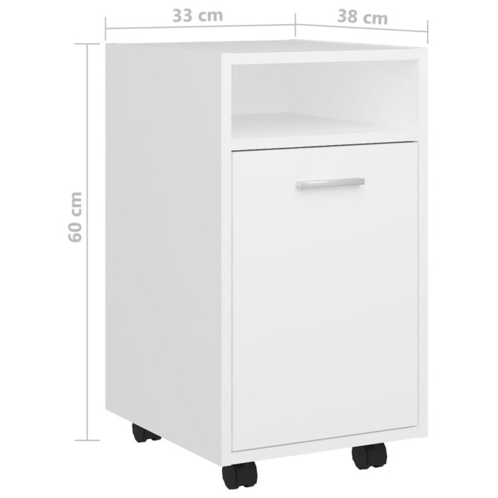 Armoire latérale avec roues Blanc 33x38x60 cm Bois d’ingénierie – Image 6