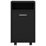 Armoire latérale avec roues Noir 33x38x60 cm Bois d’ingénierie – Image 2