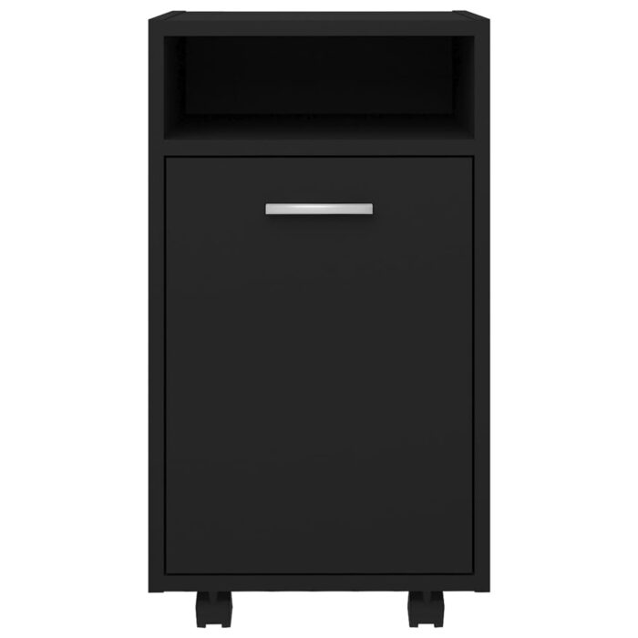Armoire latérale avec roues Noir 33x38x60 cm Bois d’ingénierie – Image 2