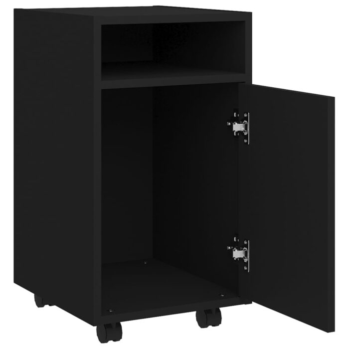 Armoire latérale avec roues Noir 33x38x60 cm Bois d’ingénierie – Image 4