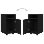 Armoire latérale avec roues Noir 33x38x60 cm Bois d’ingénierie – Image 5