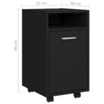 Armoire latérale avec roues Noir 33x38x60 cm Bois d’ingénierie – Image 6