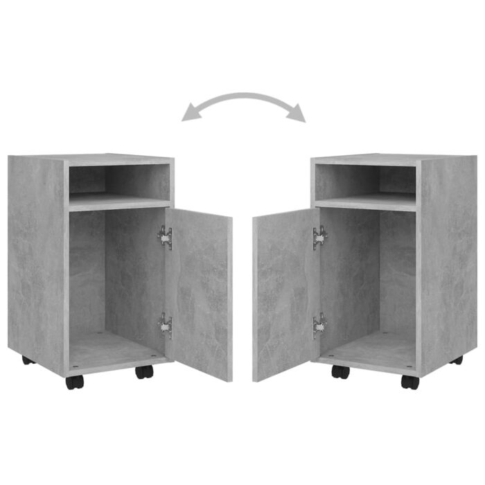 Armoire latérale et roues Gris béton 33x38x60cm Bois ingénierie – Image 5