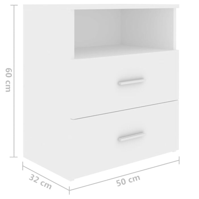 Table de chevet Blanc 50x32x60 cm – Image 6