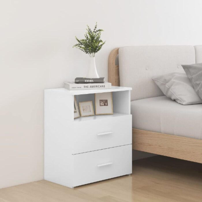 Table de chevet Blanc 50x32x60 cm – Image 1