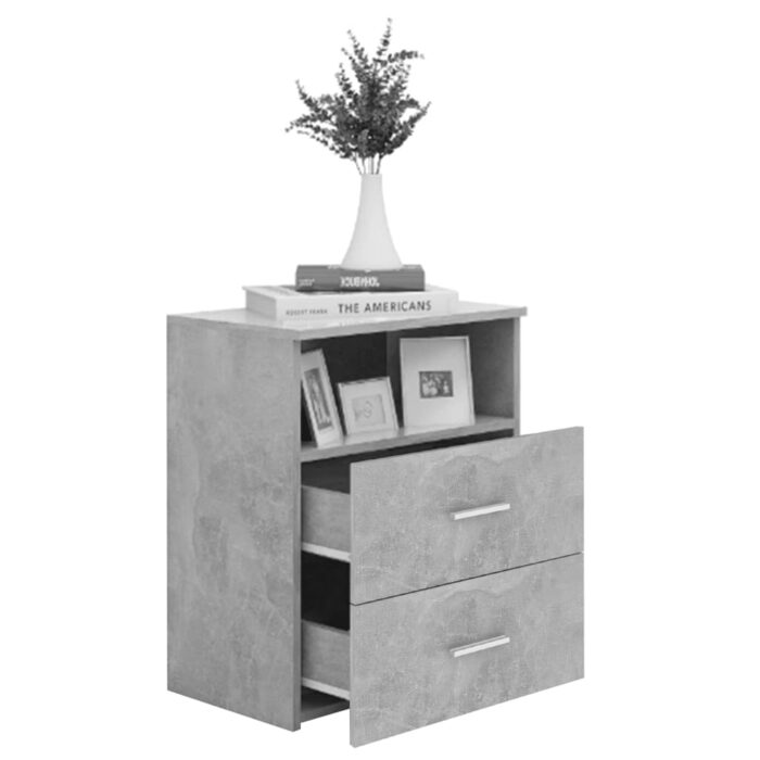 Tables de chevet 2 pcs Gris béton 50x32x60 cm – Image 2