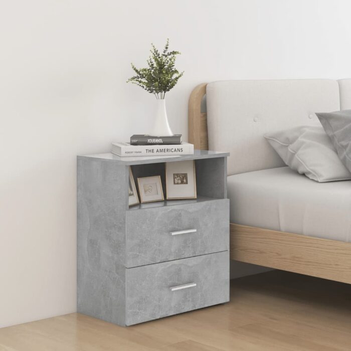 Tables de chevet 2 pcs Gris béton 50x32x60 cm – Image 1