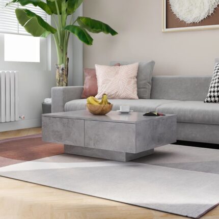 Table basse Gris béton 90x60x31 cm Bois d’ingénierie