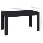 Table à manger Noir 140x74,5x76 cm Bois d'ingénierie – Image 3