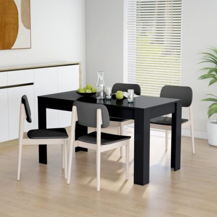 Table à manger Noir 140x74,5x76 cm Bois d'ingénierie