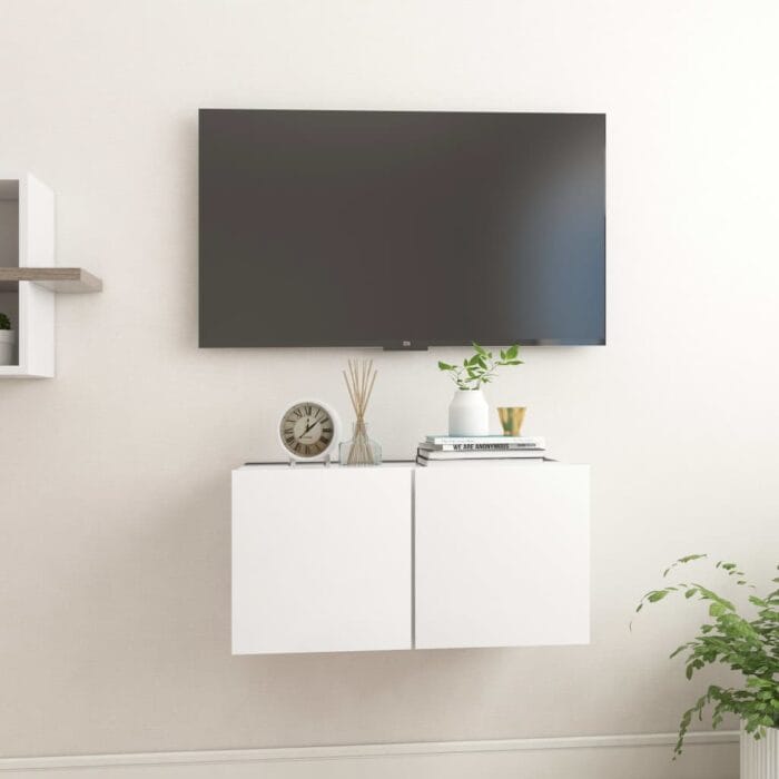 Meuble TV suspendu Blanc 60x30x30 cm – Image 1