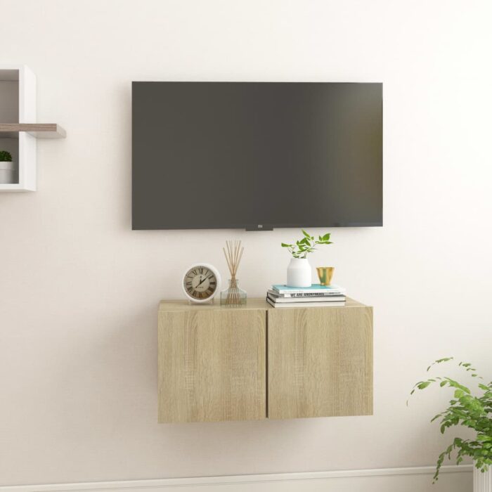 Meuble TV suspendu Chêne sonoma 60x30x30 cm – Image 1