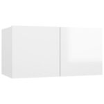 Meubles TV suspendus 2 pcs Blanc brillant 60x30x30 cm – Image 2