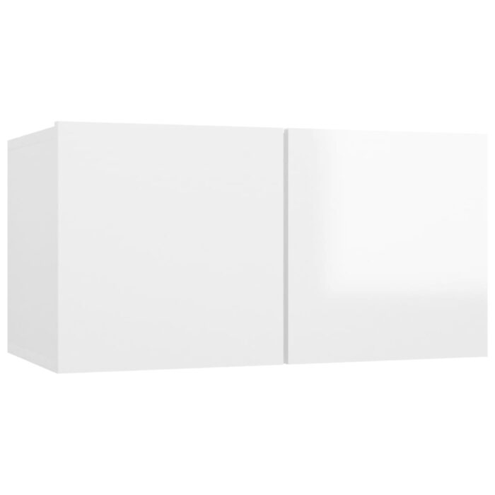 Meubles TV suspendus 2 pcs Blanc brillant 60x30x30 cm – Image 2