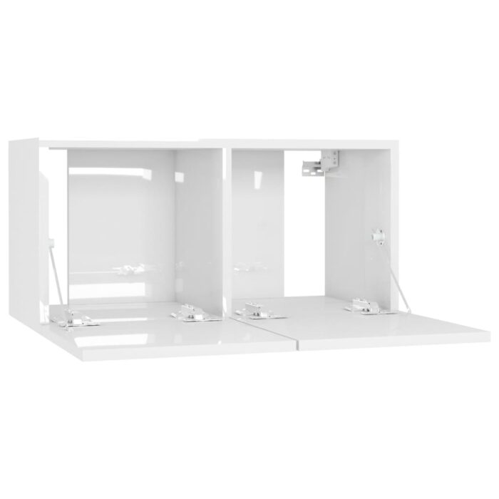 Meubles TV suspendus 2 pcs Blanc brillant 60x30x30 cm – Image 4